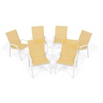 Assistência Técnica e Garantia do produto Kit 6 Cadeira Riviera Piscina Alumínio Branco Tela Amarelo