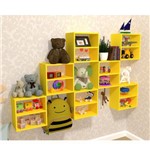 Assistência Técnica e Garantia do produto Kit 7 Nichos Cubo com 1 Prateleira Lema Kit Cubos Baby Bramov Móveis Amarelo