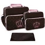 Assistência Técnica e Garantia do produto Kit Bolsa Bebê Maternidade Marrom Rosa Trocador B10W08