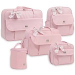 Assistência Técnica e Garantia do produto Kit Bolsas Maternidade Canelado Laço Rosa - Hey Baby (5 Peças)
