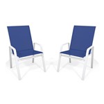 Assistência Técnica e Garantia do produto Kit 2 Cadeira Riviera Piscina Alumínio Branco Azul Escuro