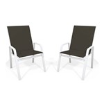 Assistência Técnica e Garantia do produto Kit 2 Cadeira Riviera Piscina Alumínio Branco Tela Marrom