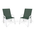Assistência Técnica e Garantia do produto Kit 2 Cadeira Riviera Piscina Alumínio Branco Tela Verde