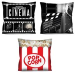 Assistência Técnica e Garantia do produto Kit 3 Capas de Almofada Cinema Claquete Pipoca 42cm para Sofá ou Cama
