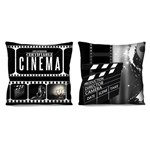 Assistência Técnica e Garantia do produto Kit 2 Capas de Almofada Cinema Claquete Retrô 42cm para Sofá ou Cama R3