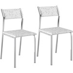 Assistência Técnica e Garantia do produto Kit com 2 Cadeiras Sofia Cromada Tecido Fantasia Branco - Carraro