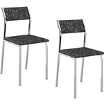 Assistência Técnica e Garantia do produto Kit com 2 Cadeiras Sofia Cromada Tecido Fantasia Preto - Carraro