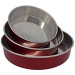 Assistência Técnica e Garantia do produto Kit Conjunto / Forma de 3 Assadeiras de Alumínio Redonda Vermelho Verniz