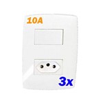 Assistência Técnica e Garantia do produto Kit 3 Conjuntos Interruptor Simples + Tomada 10a - Blux Linha Home