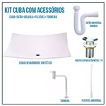 Assistência Técnica e Garantia do produto Kit Cuba Pia para Banheiro Croy Oval 40x30 Cm + Válvula 7/8 + Torneira Soft 1/4 + Sifão + Flexível