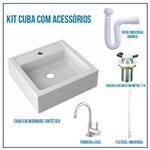 Assistência Técnica e Garantia do produto Kit Cuba Pia para Banheiro Retangular Modelo Jully + Válvula 7/8 + Torneira 1/4 + Sifão + Flexível