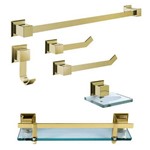 Assistência Técnica e Garantia do produto Kit de Acessórios para Banheiro 6 Peças em Aço Inox Dourado Ducon Metais Linha Gold GO5001 com Vidro Incolor