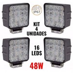 Assistência Técnica e Garantia do produto Kit Farol de MILHA 4 Peças 48W QUADRADO 16 Leds Super Branco 12/24V Off-Road