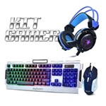 Assistência Técnica e Garantia do produto Kit Gamer Teclado e Mouse Metal BK-G3000 Prata + Headfone Game GH-X30 Azul - Infokit