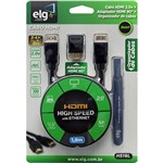 Assistência Técnica e Garantia do produto Kit HDMI - Cabo HDMI High Speed 1,8m + Adaptador HDMI 90° + Organizador de Cabos Tipo Velcro - Hs18l - ELG