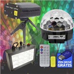 Assistência Técnica e Garantia do produto Kit Iluminação para Festa DJ Balada Globo de Luz Laser e Strobo - Produtos BIVOLT Automático