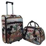 Assistência Técnica e Garantia do produto Kit Mala de Viagem Quadrada Personalizada Mickey & Minnie C/ Rodinhas e 01 Bolsa Média