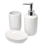 Assistência Técnica e Garantia do produto Kit para Banheiro 3 Peças Porta Sabonete Líquido Branco Liso
