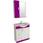 Assistência Técnica e Garantia do produto Kit para Banheiro Tomdo Pratiko 3 Peças - Branco e Violeta