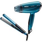 Assistência Técnica e Garantia do produto Kit Secador de Cabelos Travel Blue Bivolt Philco + Prancha Titanium Blue Bivolt Britânia