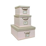 Assistência Técnica e Garantia do produto Kit Super Luxo Caixas de Tecido com Identificador e Alças - Flamingos Salmão.
