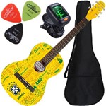 Assistência Técnica e Garantia do produto Kit Violão Acústico Waldman Uniform Amarelo Seleção Brasil