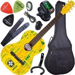 Assistência Técnica e Garantia do produto Kit Violão Eletroacústico Aço Seleção Brasil Waldman Amarelo