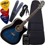 Assistência Técnica e Garantia do produto Kit Violão Eletroacústico Folk Aço Gf1d Giannini Dbb Azul