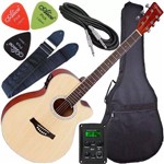 Assistência Técnica e Garantia do produto Kit Violão Folk Aço Eletroacústico Gsf1r Giannini Cor Nt