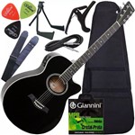 Assistência Técnica e Garantia do produto Kit Violão Folk Eletroacústico Aço Giannini Gsf1r Preto