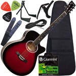 Assistência Técnica e Garantia do produto Kit Violão Folk Eletroacústico Aço Gsf1r Giannini Vermelho