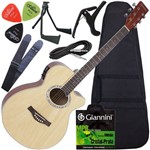 Assistência Técnica e Garantia do produto Kit Violão Giannini Folk Eletroacústico Aço Gsf1r Natural