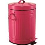 Assistência Técnica e Garantia do produto Lixeira com Pedal Metal Esmaltado Retrô Rosa 12L - Mart