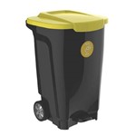 Assistência Técnica e Garantia do produto Lixeira em Plastico T-force Preto e Amarelo 100 Litros com Rodas