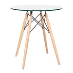 Assistência Técnica e Garantia do produto Mesa de Jantar Redonda Eames Eiffel - Wood - Tampo de Vidro - 70 Cm