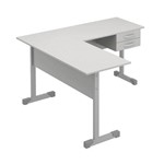 Assistência Técnica e Garantia do produto Mesa em L para Escritório 2 Gavetas 143cmx136cm Pop Plata Móveis Cinza