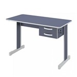 Assistência Técnica e Garantia do produto Mesa para Escritório 2 Gavetas 100cm Pop New Plata Móveis Azul/Cinza