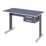 Assistência Técnica e Garantia do produto Mesa para Escritório 2 Gavetas 120cm Pop New 600 Plata Móveis Azul/Cinza