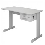 Assistência Técnica e Garantia do produto Mesa para Escritório 2 Gavetas 120cm Pop New Plata Móveis Cinza