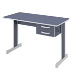 Assistência Técnica e Garantia do produto Mesa para Escritório 2 Gavetas 90cm Pop New 600 Plata Móveis Azul/Cinza