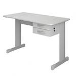 Assistência Técnica e Garantia do produto Mesa para Escritório 2 Gavetas 90cm Pop New Plata Móveis Cinza