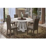 Assistência Técnica e Garantia do produto Mesa Redonda Isabela 136 Cm Off White Tampo Giratório Café 6 Cad Paloma Cast/ Marrom VL01 - New Ceval