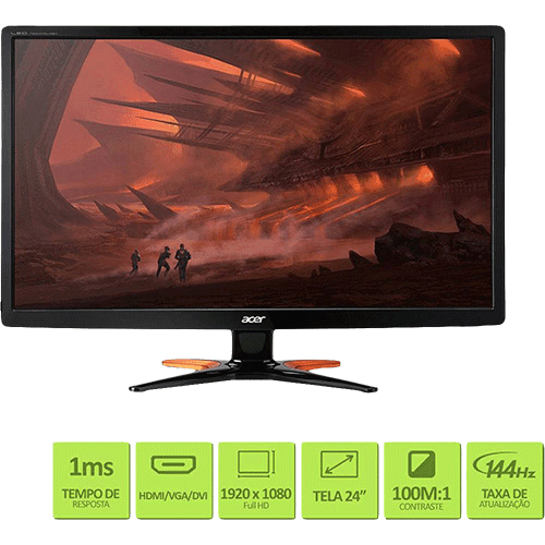 Assistência Técnica e Garantia do produto Monitor Gamer LED 24" 1ms 144hz Widescreen GN246HL - Acer