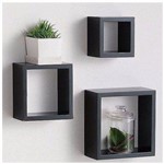 Assistência Técnica e Garantia do produto Nicho Decorativo Mdf Kit 3 Unidades - Cor Preto