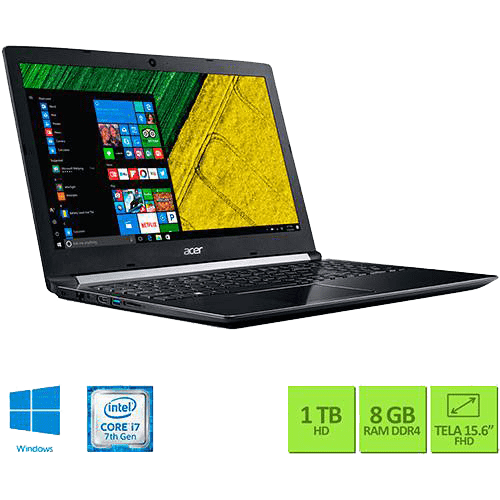 Assistência Técnica e Garantia do produto Notebook Acer A515-51G-72DB Intel Core I7 8GB (GeForce 940MX com 2GB) 1TB Tela LED 15.6" Windows 10 - Cinza Escuro
