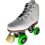 Assistência Técnica e Garantia do produto Patins Quad Line 4 Rodas Clássico Tradicional - Branco com Rodas Verdes - Patins.com.br