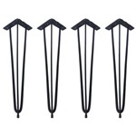 Assistência Técnica e Garantia do produto Pés para Mesas Cor Preta - 04 Un Hairpin Legs de Ferro 46cm Altura com Pés de Borracha