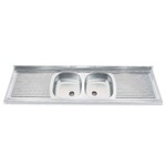 Assistência Técnica e Garantia do produto Pia de Apoio Dupla para Cozinha Tramontina Ribon 2C 34 - 2,00m X 55cm Inox