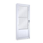 Assistência Técnica e Garantia do produto Porta de Aço Giro com Vidro e Grade Lucasa Facilità 215cmx90cm Branco