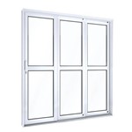 Assistência Técnica e Garantia do produto Porta de Correr Aço com Vidro 2 Folhas Móveis e 1 Fixa 213cmx200cmx14cm Lucasa Facilità Branco